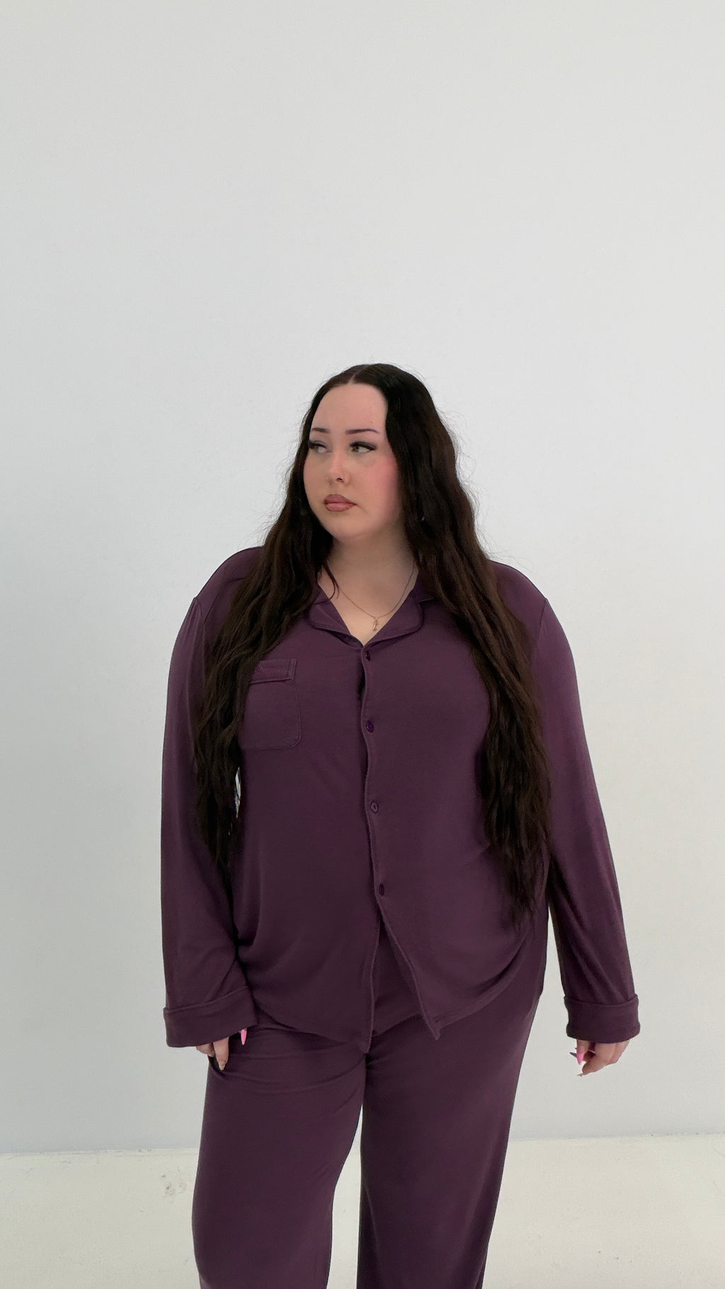 Kylie Long Sleeve Pyjama Set - Plum