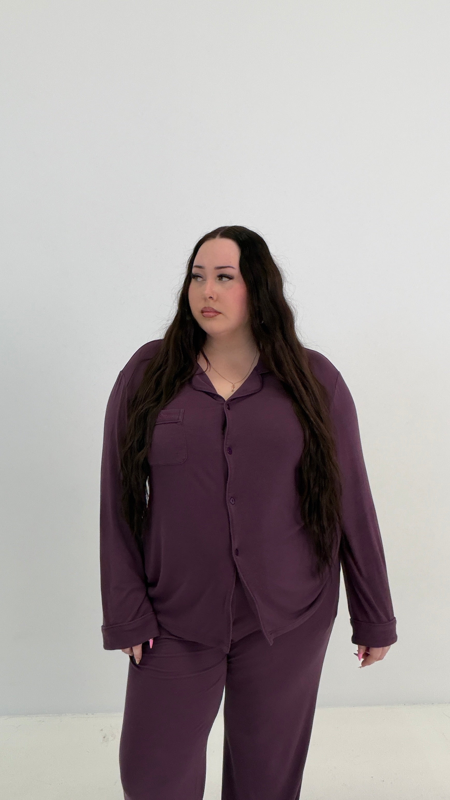 Kylie Long Sleeve Pyjama Set - Plum