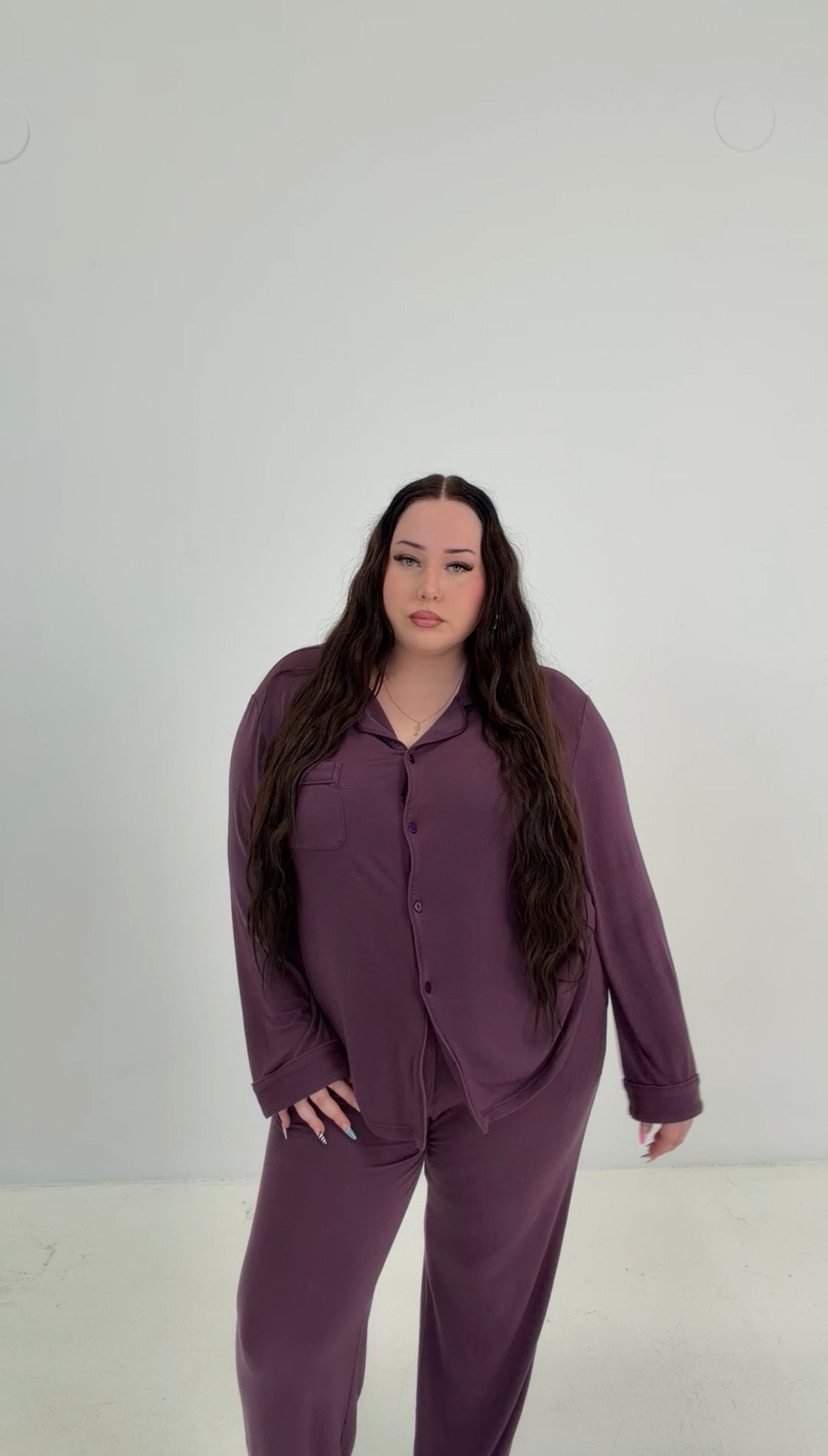 Kylie Long Sleeve Pyjama Set - Plum